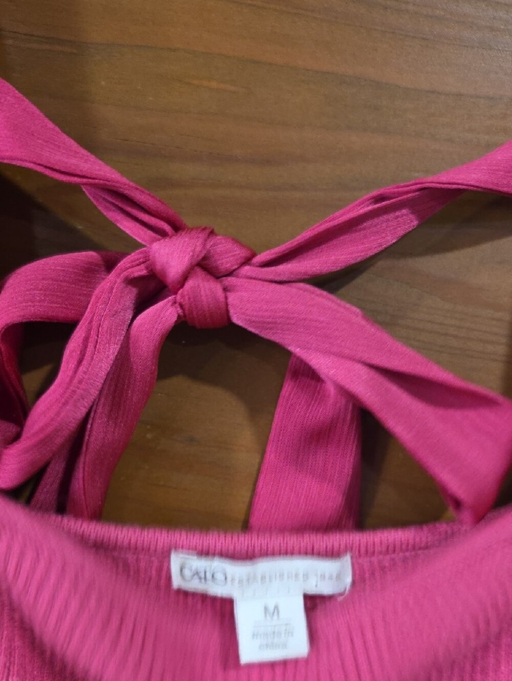 Cato Bright Pink Square Neck Knit Dress with Back Tie - Picture 3 of 8